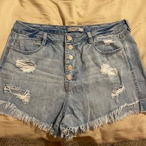 Refuge High Waist Distressed Denim Short